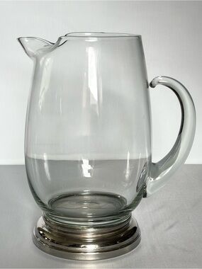 Clear Glass Pitcher with Silver Base - Classic Home Dining
